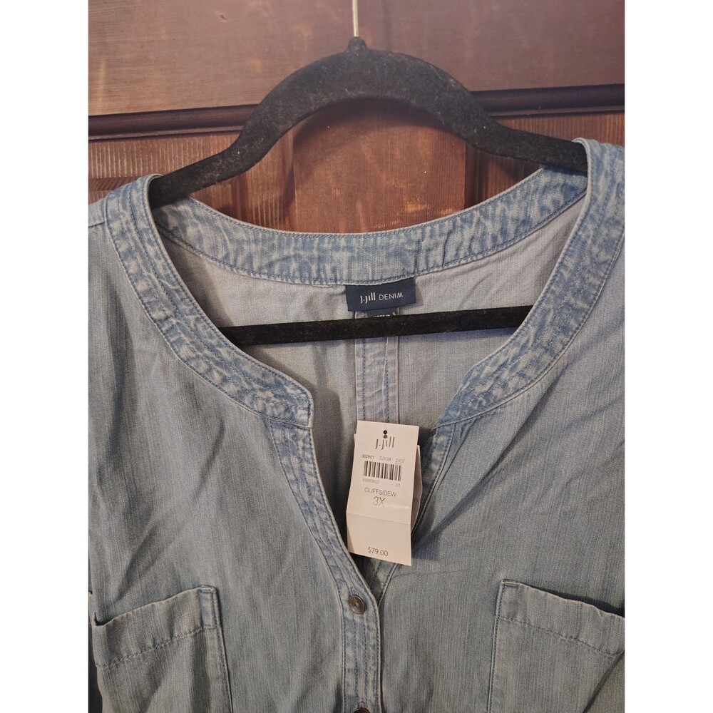 J. Jill Denim Cliffsidew Chambray Blouse Button Front Size 3x - Picture 3 of 5